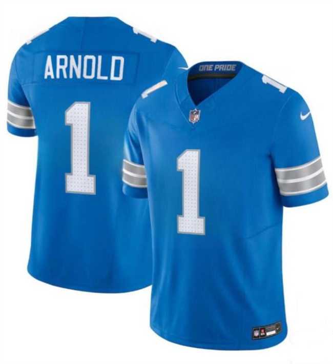 Youth Detroit Lions #1 Terrion Arnold New Blue 2024 Draft F.U.S.E. Vapor Limited Stitched Jersey Dzhi